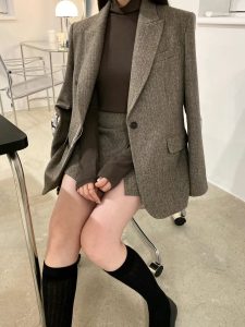 (season sale)100%羊毛高級織紋顯瘦西裝外套-自留款 - Image 4