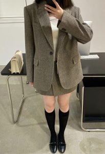 (season sale)100%羊毛高級織紋顯瘦西裝外套-自留款 - Image 5