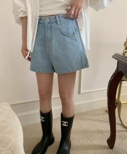 夏日淺藍系薄牛仔短褲 - Image 4