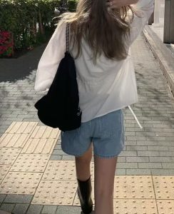 夏日淺藍系薄牛仔短褲 - Image 3