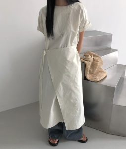 日常設計感層次綁帶長洋 - Image 6