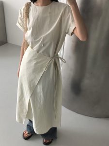 日常設計感層次綁帶長洋 - Image 7