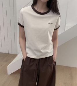 好穿撞色彈性短袖上衣 - Image 2