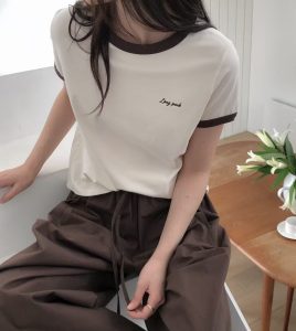 好穿撞色彈性短袖上衣 - Image 3