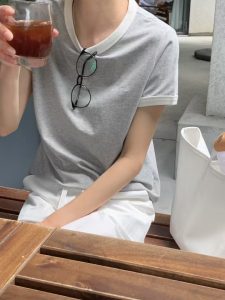 好穿撞色彈性短袖上衣 - Image 6