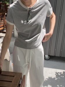 好穿撞色彈性短袖上衣 - Image 7