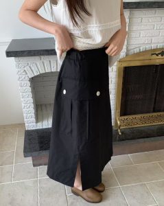 克什米爾綠設計款後鬆緊長裙 - Image 7