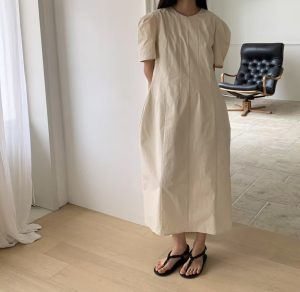 設計師立體剪裁澎袖打褶洋裝 - Image 8