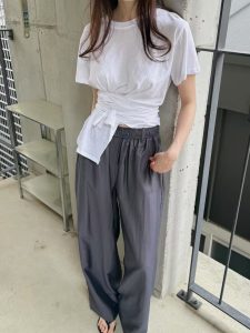 100%棉質腰綁帶設計上衣 - Image 12