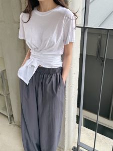 100%棉質腰綁帶設計上衣 - Image 11