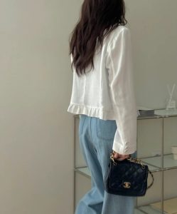 夏天穿得住~小墊肩名媛荷葉邊上衣外套(亞麻+天絲) - Image 4
