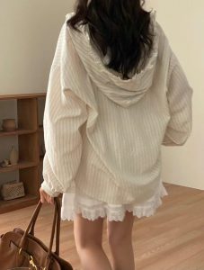 可愛連帽條紋襯衫 - Image 5