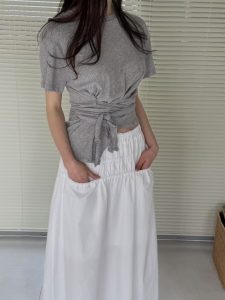100%棉質腰綁帶設計上衣 - Image 3