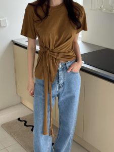 100%棉質腰綁帶設計上衣 - Image 6