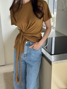 100%棉質腰綁帶設計上衣 - Image 8