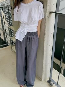 100%棉質腰綁帶設計上衣 - Image 9