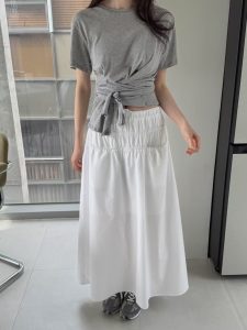 收腰收臀高級車線設計鬆緊長裙 - Image 9
